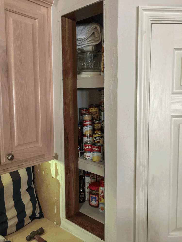 In-wall spice cabinet project
