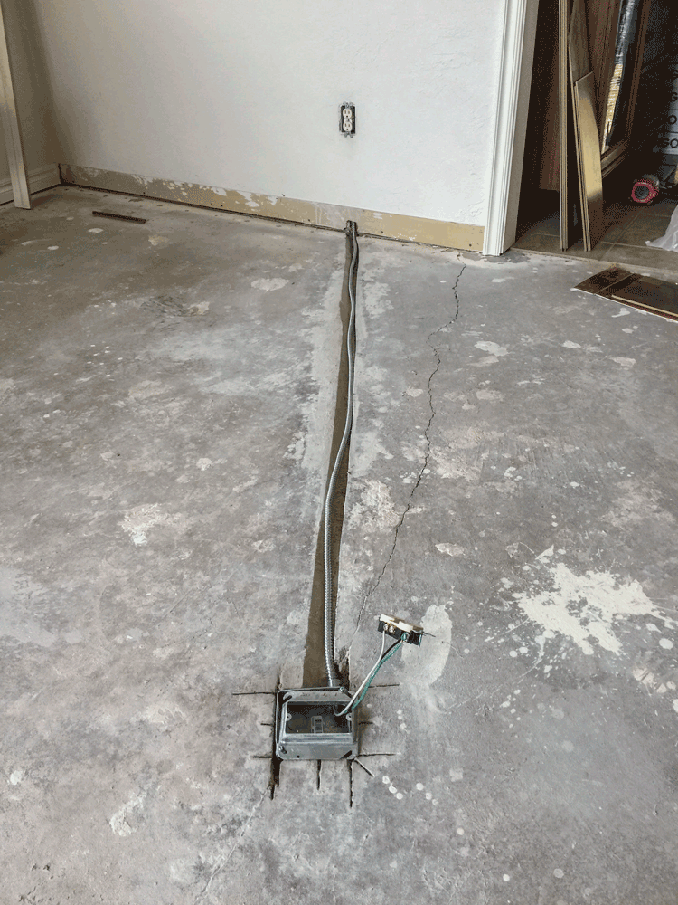 Addition of in-floor electrical outlet