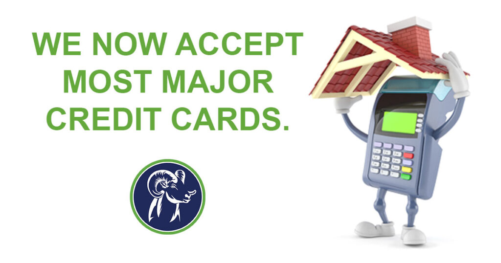 We now accept most major credit cards